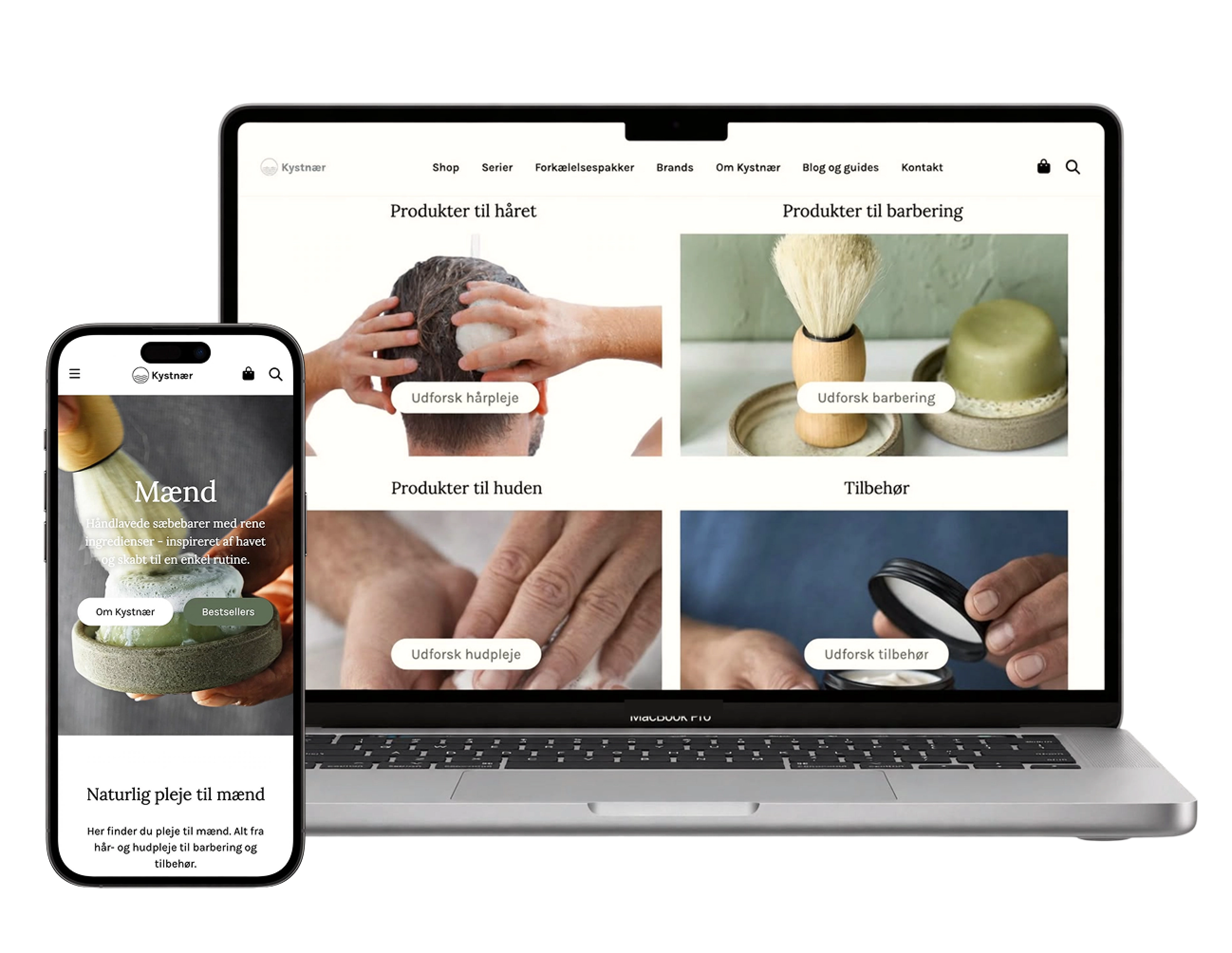 Kystnær website shown on a laptop and mobile phone